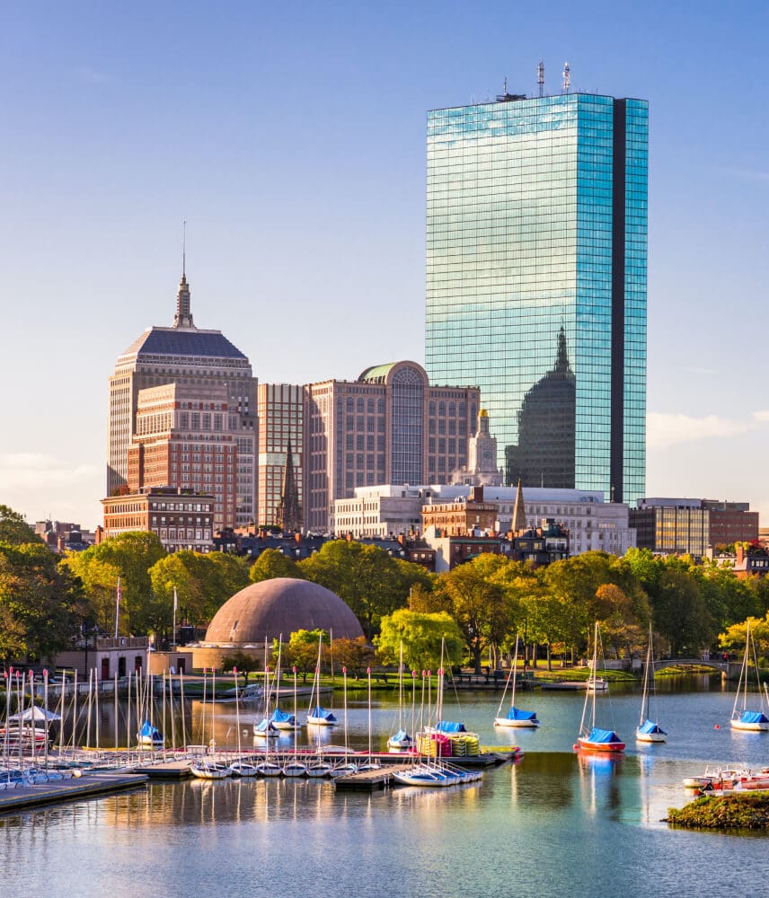 Boston houses and yacht photo