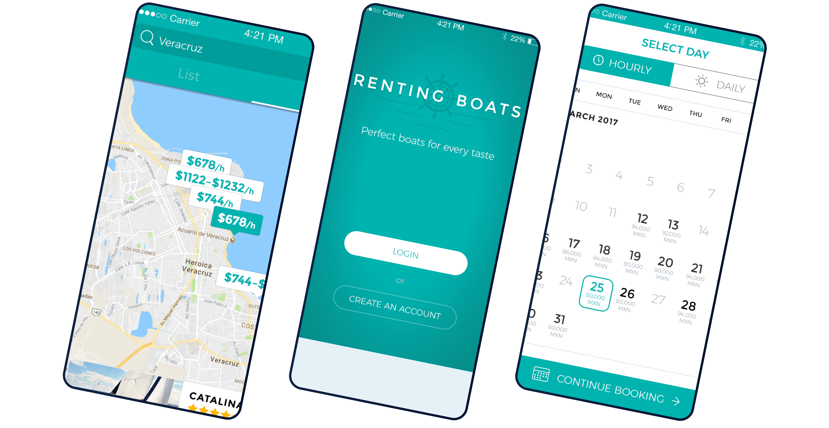 Renting boats mobile app