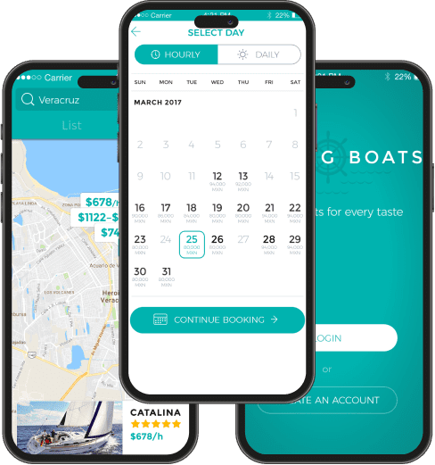 Renting Boats App - mockup