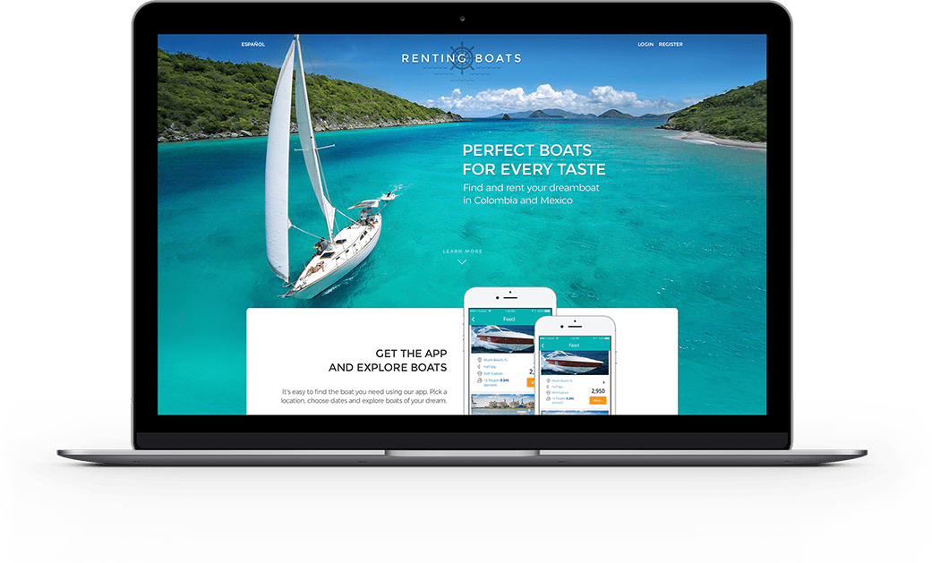 Renting Boats App - web screen