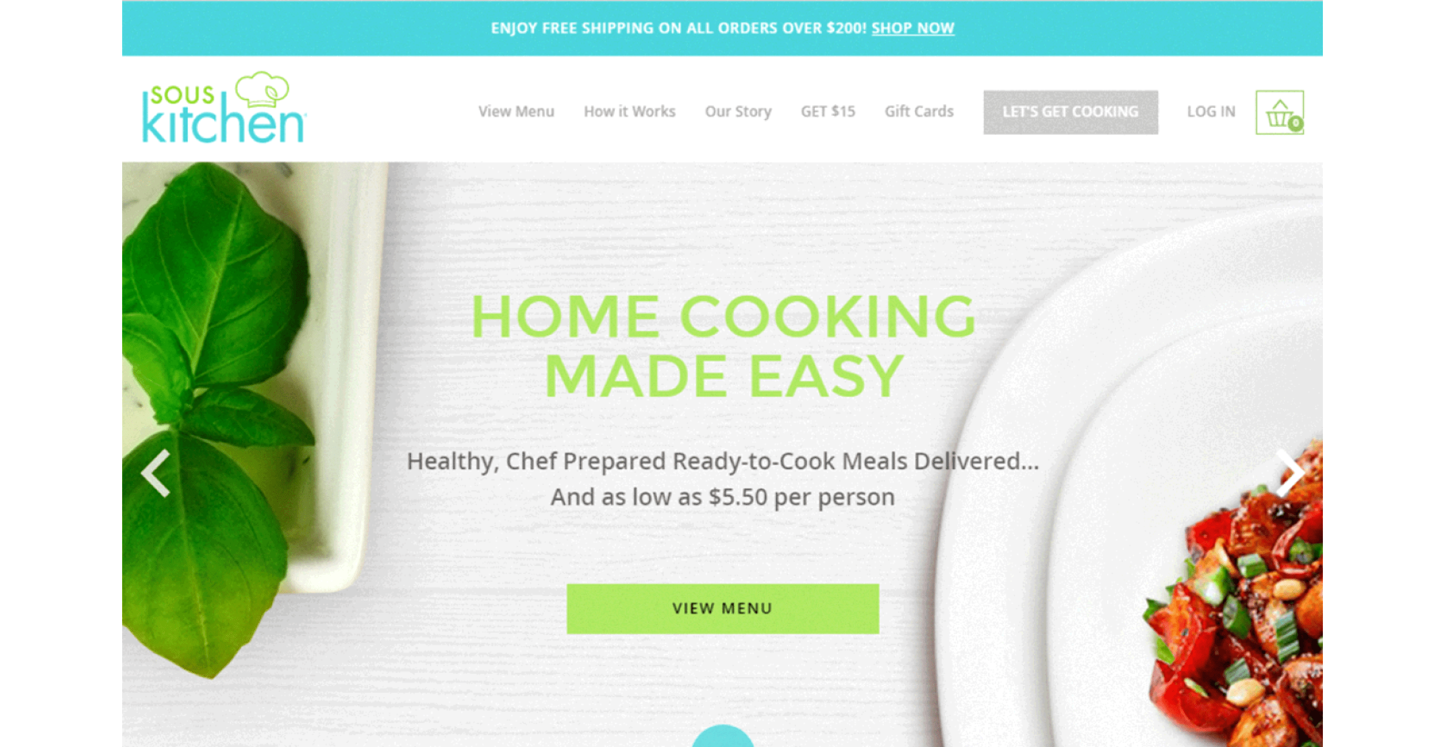 Sous Kitchen Main page