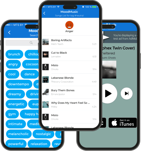 mood music mobile app development screen